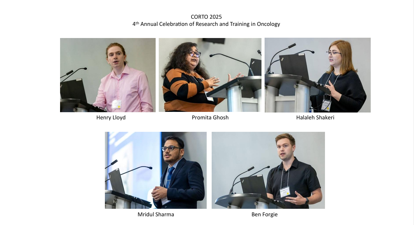 Mridul Sharma presenting at CORTO 2025 — Celebration of Research and Training in Oncology